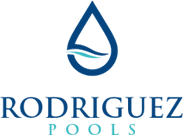 A logo of a pool with the name odrigue pools